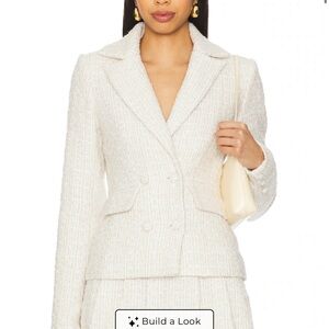 Revolve Cream Tweed Blazer and skirt set
